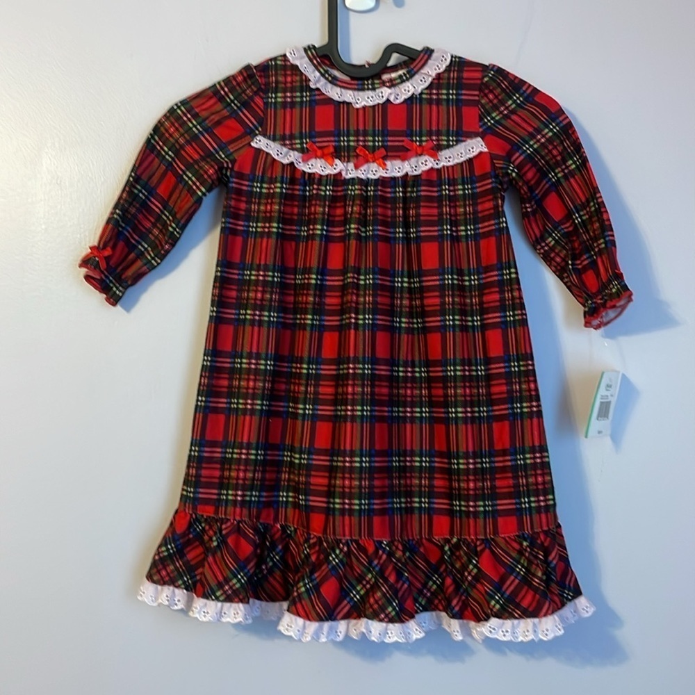 Little Me Holiday Plaid Sleepwear Nightgown size 18 Months